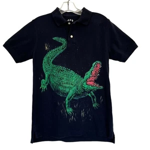 Gap Kids Alligator Crocodile Print Polo Shirt Navy Size XL 12 - Picture 1 of 16