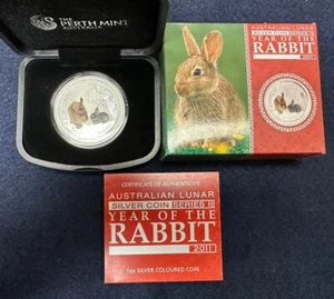 Australian Lunar Series II 2011 Year Of The Rabbit 1oz Silver Coin Coloured - Picture 1 of 2