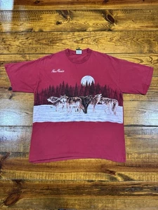 Vintage 90s New Mexico Wolves Tee XL Rare Wolf Wrap Around AOP Single Stitch - Bild 1 von 12