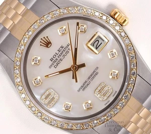 Rolex Datejust 36mm 18k Two-Tone Diamond Bezel White MOP Diamond 6&9 Dial - Picture 1 of 8