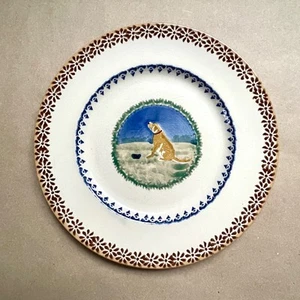 Plato de pared Irlanda cerámica aullando Nicholas Mosse perro dorado de 8,5" con cuenco de agua - Imagen 1 de 2