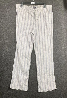 NYDJ Wylie Linen Blend Striped Trouser Womens Size 14 Indigo Blue Natural  - Image 1 of 4