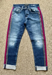 Jeans Replay Heter Talla 28 Usados Una Vez Terciopelo Rayas Informales Azul Envejecido - Imagen 1 de 8