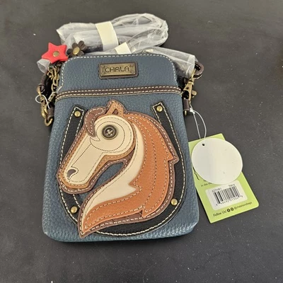 Bolso bandolera ajustable Chala Western Horse azul marino o correa de mano para teléfono celular Foto 1 de 2