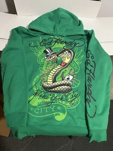 Neu Herren Ed Hardy Tattoo grüne Schlange. Hoodie Sweatshirt Gr. M grün - Bild 1 von 3