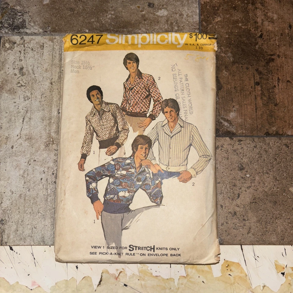 Patrones de costura vintage de los años 60 y 70 Simplicity para hombre CORTE USADO Foto 1 de 3