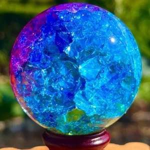 158G Natural Titanium Rainbow Quartz sphere Crystal ball Healing - Picture 1 of 24