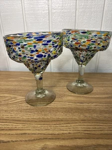 Vidrio Soplado a Mano Mexicano - Juego de 2 Vasos Margarita Multicolor (Juego 2) - Imagen 1 de 7