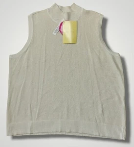 Quacker Factory Metallic Thread Sleeveless Mockneck Sweater Beige Sz 2X NWT - Picture 1 of 8