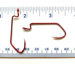 1000 Matzuo 142060 142062 Red Sickle J-Bend Worm Fish Hooks size 1/0 - bulk - Picture 1 of 2