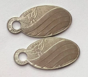 Lot of 2 Unused Vintage FOE Fraternal Order of Eagles KEY Tag FOBS Not Engraved - Picture 1 of 3