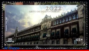 22-23-1 MEXICO 2022 CRY OF INDEPENDENCE, POSTAL PALACE, ARCHITECTURE, MNH - Picture 1 of 2