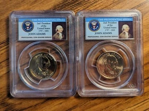 2007-D Presidential Dollars John Adams PCGS MS 66 Pos A & B 2-coin set Lot 24P12 - Picture 1 of 5