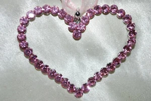 Pink Crystal Heart Pendant Ribbon Valentine Wife Mother Anniversary Bride Mom - Picture 1 of 4
