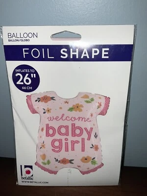 "Globo en forma de lámina, nuevo con etiquetas, Welcome Baby Girl, ducha, rosa, 26""" Foto 1 de 3