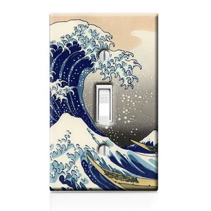 Great Wave Light Switch Plate, Home Decor, Wall Decor, Cabinet Knobs, Renters - Picture 1 of 12