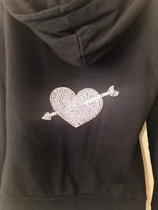 Twisted Heart Bling Heart Hoodie Jacket Gorgeous! Medium Excellent - Picture 1 of 5