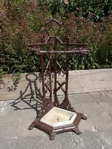 Unique French Art Nouveau Cast Iron Faux Bamboo Umbrella and Stick Stand - Picture 1 of 13