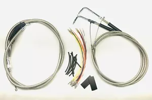 HARLEY ROAD KING 02-06 BRAIDED HANDLEBAR CABLE WIRING KIT APE HANGER 16" - Bild 1 von 1