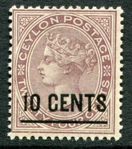 Ceylon 1885 DLR 10c/24c SG 188 hinged mint (cat. £16) 'B' - Imagen 1 de 2