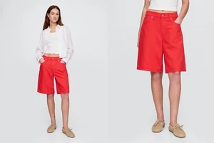 Pantalones cortos de mezclilla Longline de tiro medio GAP Ultrasoft 2025 11" 31 12 póster rojo #780778 - Imagen 1 de 8