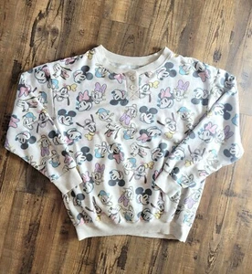 Disney Mickey Mouse And Friends Cartoon All Over Print Long Sleeve Sweater 8-10 - Picture 1 of 3