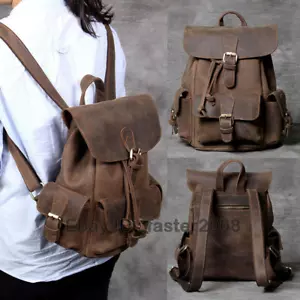 100% Real Caballo Loco Cuero Mujeres Mochila Pequeña Hecho a Mano Bolso de Viaje De Colección - Imagen 1 de 12