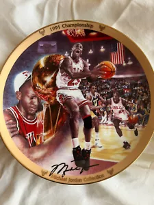 MICHAEL JORDAN 1991 NBA CHAMPIONSHIP BRADFORD EXCHANGE COLLECTORS PLATE BULLS - Picture 1 of 9
