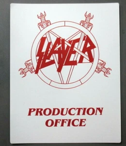 Slayer Backstage Door Sign ! 8.5" X 11" Late '80s Production Office white ! - Picture 1 of 1