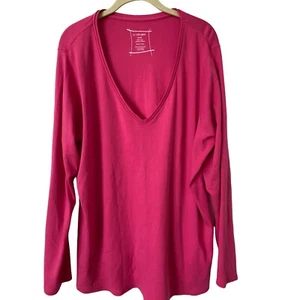 Camisa Lane Bryant para mujer 22 24 rosa cuello en V tejido camiseta manga larga pulóver - Imagen 1 de 3