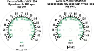 Yamaha Vmx1200 Vmax Anniversary Speedo Gauge Overlay Mph & Kmh - Picture 1 of 6