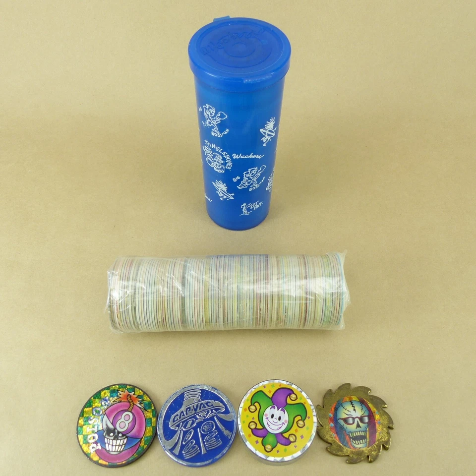 100 Pogs + 4 Slammers + Pog Tube 1990s Retro Nostalgia! Pog Game Ready To Play - Image 1 of 1