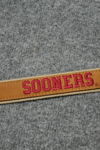 Vintage Oklahoma Sooners Belt Mens 32 Beige Brown USA Made Embroidered 36W Men Cover