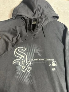 NWOT Majestic Chicago White Sox Hoodie Sweatshirt Mens 2XL Black 1/4 Zip - Picture 1 of 8