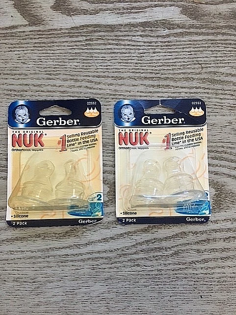 2 -Packs Gerber NUK Orthodontic Silicone Bottle Nipples Size 2 Fast Flow NOS NEW - Image 1 of 1