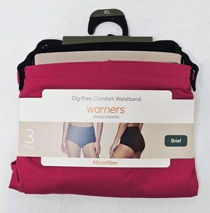 Warners Blissful Benefits Plus Size Microfiber Brief 3 Pack Choose XL 2XL or 3XL - Picture 1 of 9