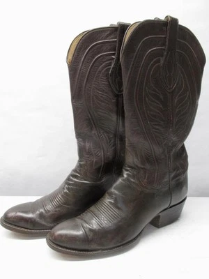 T.O. STANLEY chocolate brown leather bench-made cowboy western boots 9.5 D V85 - Imagem 1 de 4