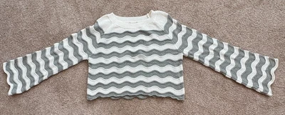 Suéter Tejido Altar’d State Wave Para Mujer’s M Gris Crema Manga Campana Texturizado Boho Foto 1 de 4