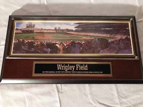 Wrigley Field Milwaukee Braves Hank Aaron Commemorative Plaque Photograph Photo Cover