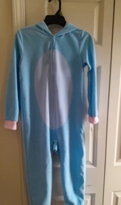 Disney Stitch Niñas Talla 7-8 Azul Capucha Sin Pies Vellón Una Pieza Dormir Foto 1 de 4