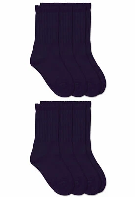 Jefferies 袜子男孩女孩运动棉经典船员无缝校袜 6 包 — 第 1/4 张图片