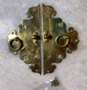 Antique Vintage Brass Metal Asian Chinese Chest Trunk Box Pull Pulls Lock Latch - Picture 1 of 7