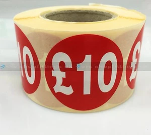 500x £10 RED PRICE SELF ADHESIVE STICKERS STICKY LABELS TAG LABELS FOR RETAIL - Picture 1 of 1