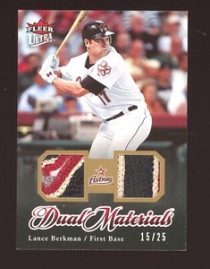 2007 Fleer Ultra Lance Berkman Dual Materials Game Used Patch /25 5-Color Astros