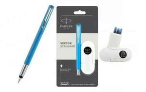 Parker Vector Standard Fountain Pen | BLUE INK | Blue Body | 3 Free Ink Cart - Picture 1 of 1