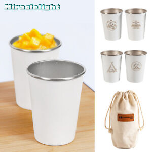4Pcs Picnic Cup 304 Stainless Steel Coffee Tea Travel Mug Outdoor Camping 350ml