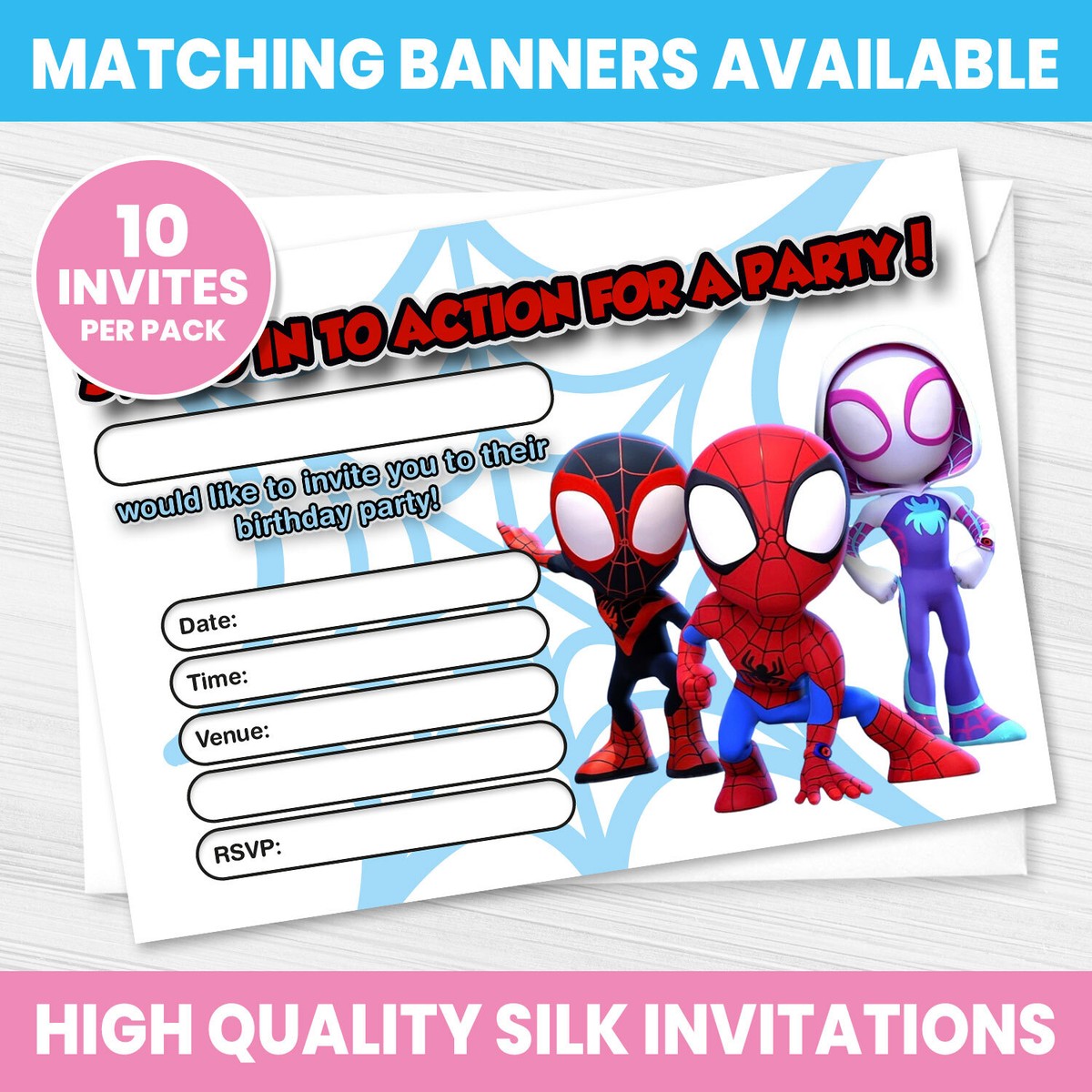 Inviti Compleanno Spiderman - Confezione Da 40 Con Buste, Formato A6