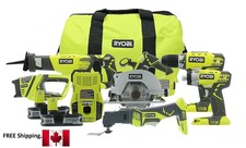 Ryobi P884 One+ 6 Pc kit Combination Lithium Ion Cordless Power Tool Set 