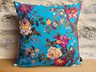 Liberty Arts Lady Kristina Floral Turquoise linen & Velvet Fabric Cushion Cover 