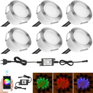 6x Bluetooth app RGB LED Bodeneinbaustrahler mit Fernbedienung IP67 Edelstahl DE - Bild 1 von 14